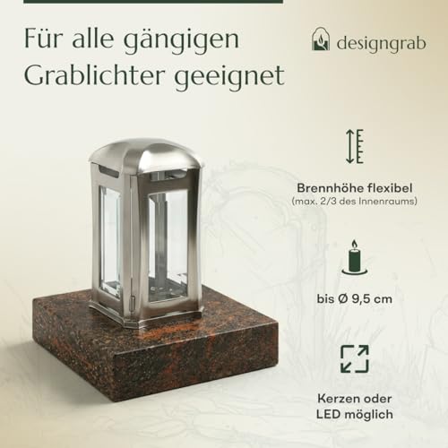 designgrab Grablampe Venezia Edelstahl silberfarben 13×13×24 cm – Kristallglas & Magnetverschluss