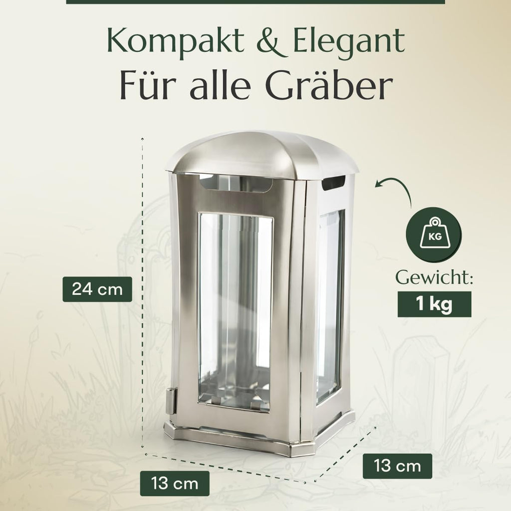 designgrab Grablampe Venezia Edelstahl silberfarben 13×13×24 cm – Kristallglas & Magnetverschluss