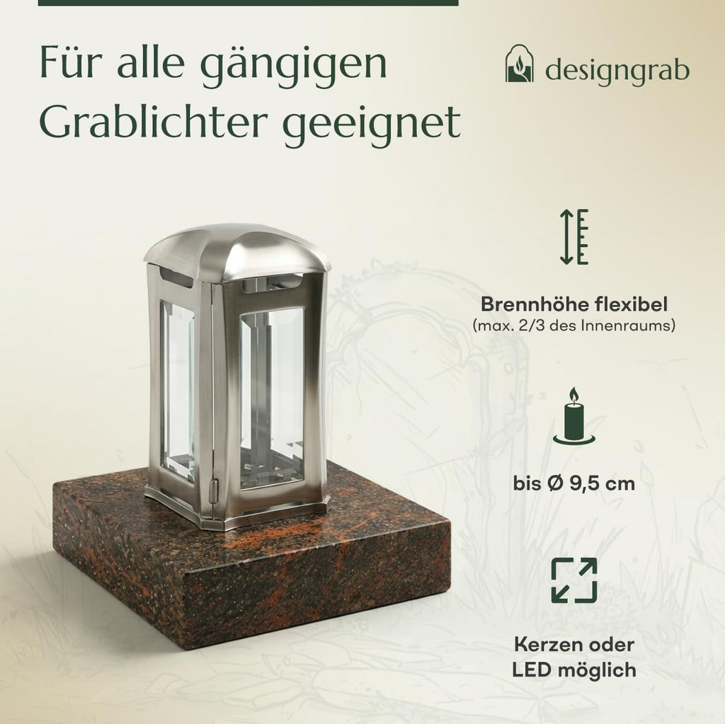 designgrab Grablampe Venezia Edelstahl silberfarben 13×13×24 cm – Kristallglas & Magnetverschluss