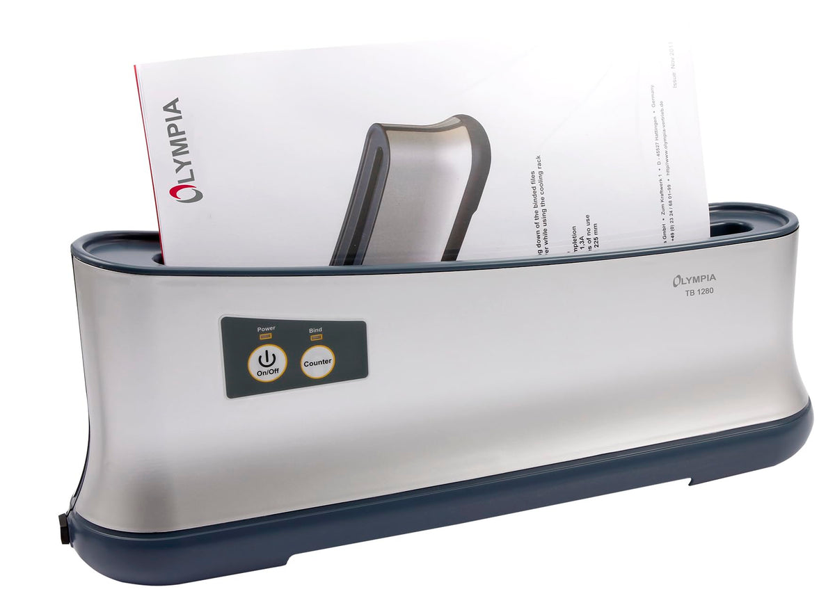 OLYMPIA TB 1280 Thermobinder (Automatische Abschaltung, Schnelles Aufwärmen, Bis 200 Blatt, Bindegerät für Thermo-Bindemappen, Thermobindemaschine DIN A4 für Büro)