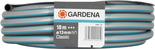 Gardena Classic Schlauch Aktion 13 mm (1/2 Zoll), 18 m: Universeller Gartenschlauch aus robustem Kreuzgewebe, 22 bar Berstdruck, UV-beständig, ohne Systemteile (18001-20) grau 18m ohne systemteile