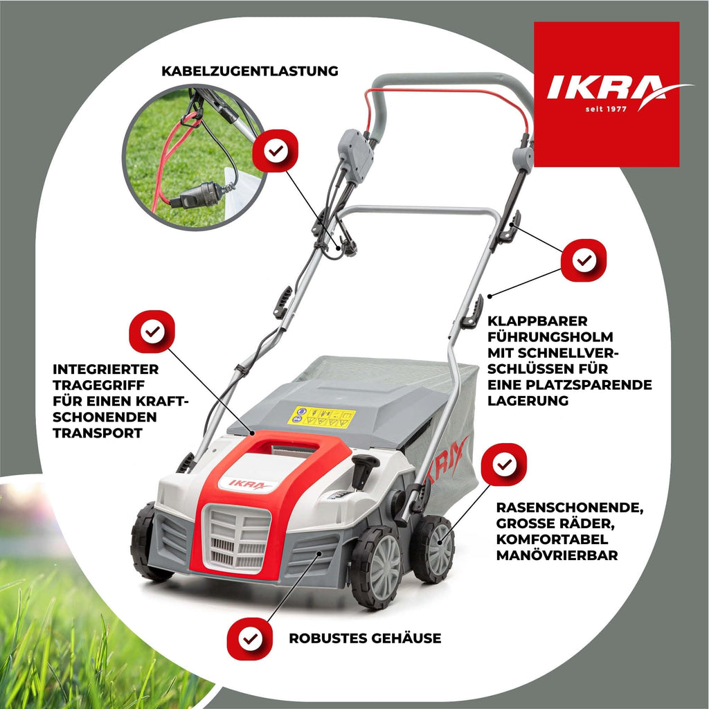 IKRA Elektro Vertikutierer Rasenlüfter IEVL 1840, Arbeitsbreite 40cm, 1800W