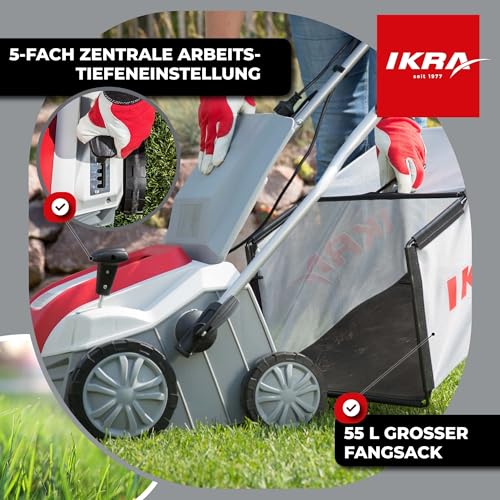 IKRA Elektro Vertikutierer Rasenlüfter IEVL 1840, Arbeitsbreite 40cm, 1800W