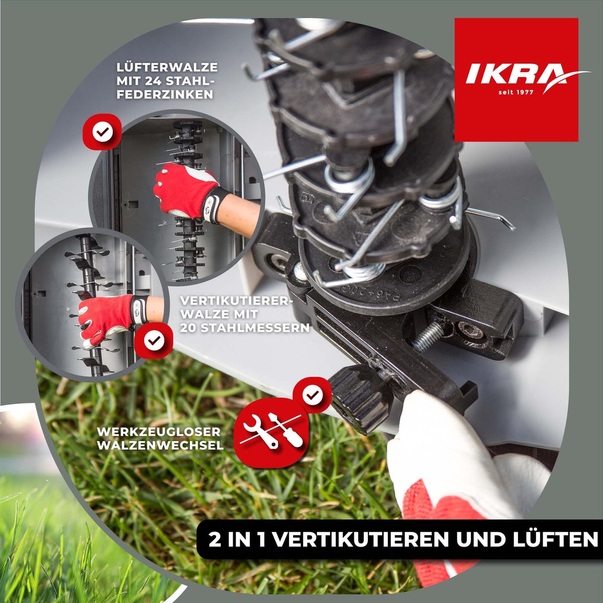 IKRA Elektro Vertikutierer Rasenlüfter IEVL 1840, Arbeitsbreite 40cm, 1800W