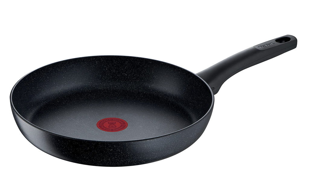 Tefal Black Stone Bratpfanne 28 cm, Mineralia+ Antihaftversiegelung, sicher, Thermo-Signal, induktionsgeeignet, gesund Kochen, Stone-Effekt, schwarz, G28106