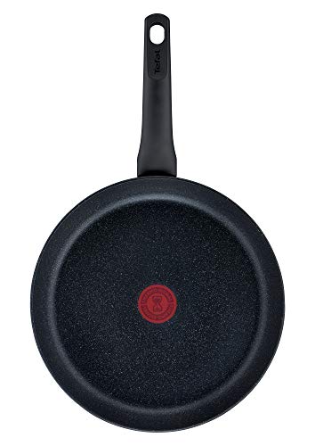 Tefal Black Stone Bratpfanne 28 cm, Mineralia+ Antihaftversiegelung, sicher, Thermo-Signal, induktionsgeeignet, gesund Kochen, Stone-Effekt, schwarz, G28106