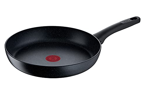 Tefal Black Stone Bratpfanne 28 cm, Mineralia+ Antihaftversiegelung, sicher, Thermo-Signal, induktionsgeeignet, gesund Kochen, Stone-Effekt, schwarz, G28106