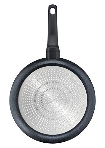 Tefal Black Stone Bratpfanne 28 cm, Mineralia+ Antihaftversiegelung, sicher, Thermo-Signal, induktionsgeeignet, gesund Kochen, Stone-Effekt, schwarz, G28106
