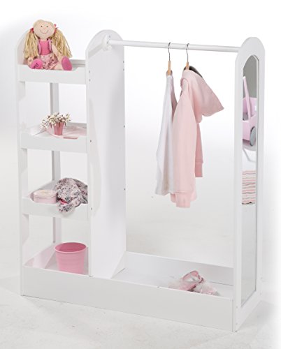 roba Garderobe, mit Kleiderständer, Regal, Kleiderstange & grossem Spiegel; aus Holz weiß lackiert