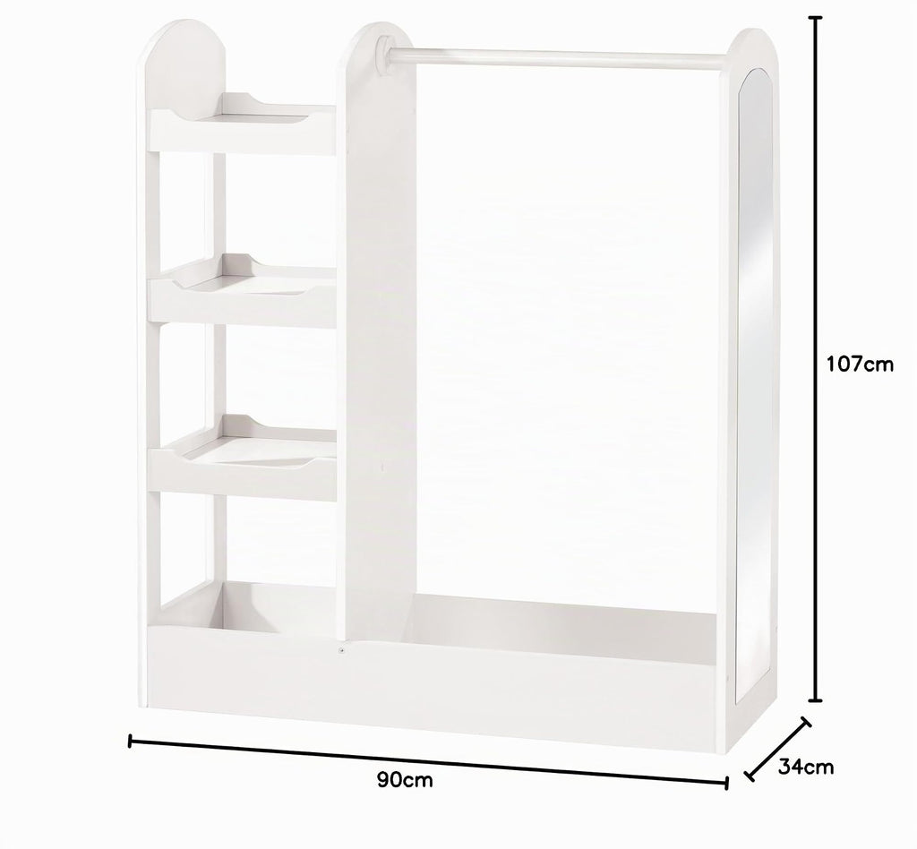 roba Garderobe, mit Kleiderständer, Regal, Kleiderstange & grossem Spiegel; aus Holz weiß lackiert