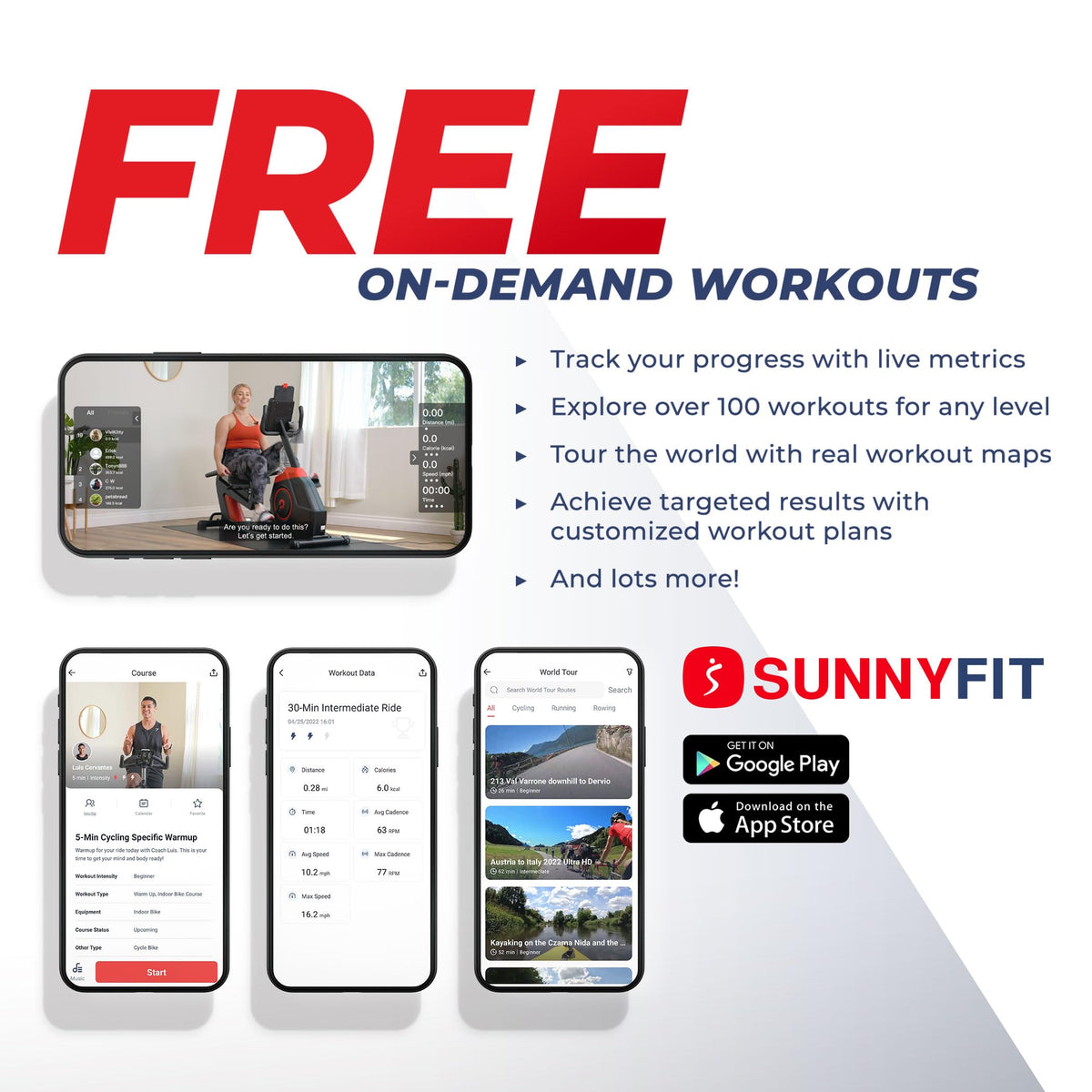 Sunny Health & Fitness Elektromagnetisches Liege-Crosstrainer-Übungs-Ellipsenfahrrad mit Armtrainern, SunnyFit®-App-Konnektivität – SF-RBE4886SMART