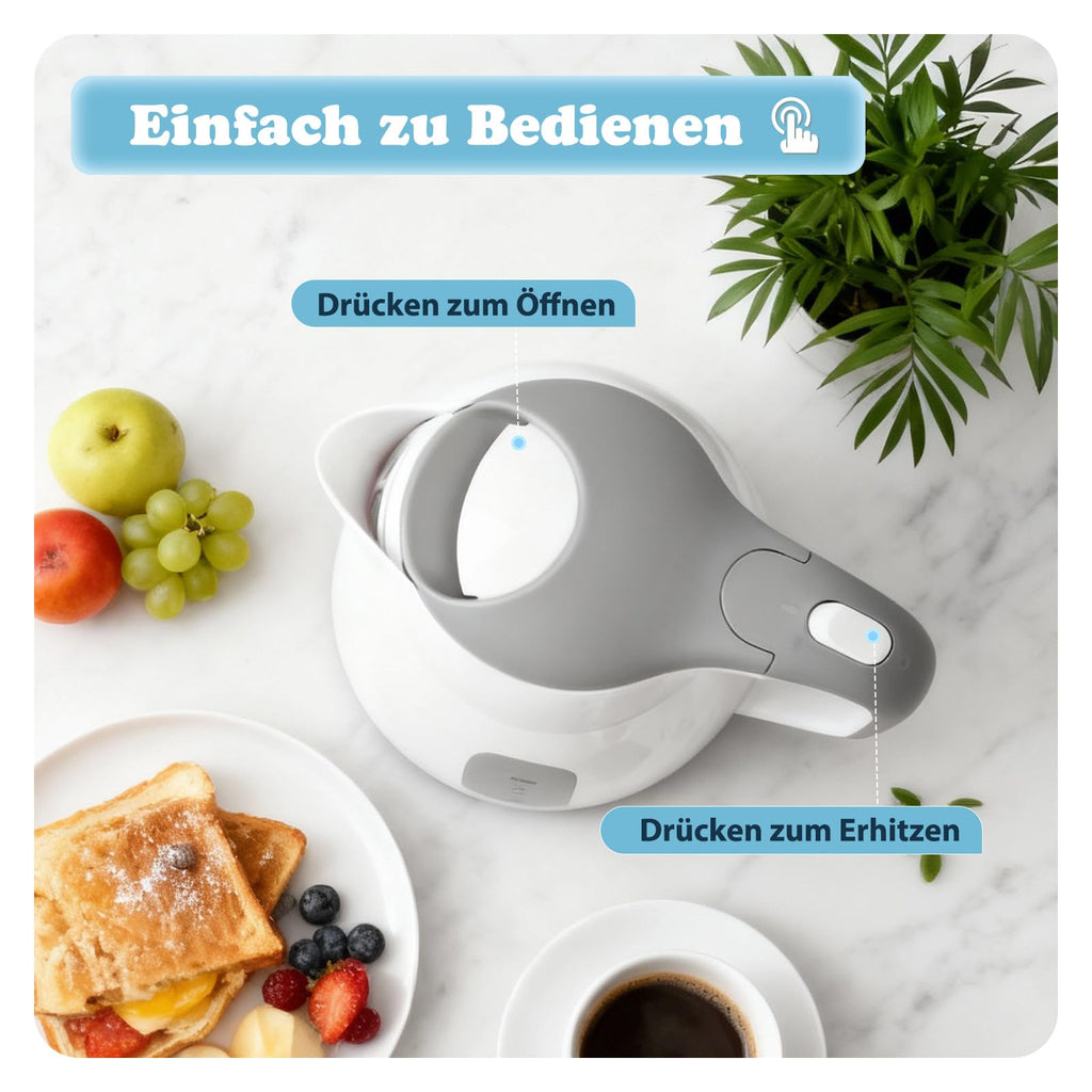 Aigostar Elektrischer Wasserkocher Klein, Kompakt & Leicht, Weiß Grau