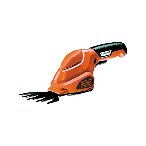 Black+Decker Akku-Grasschere GSL200 (3,6V Li-Ion, kompakte Rasenschere zur Rasenpflege, Akku-Laufzeit ca. 45 min, Einschaltsperre, inkl. Ladestation mit Ladekabel, LED-Ladeanzeige)