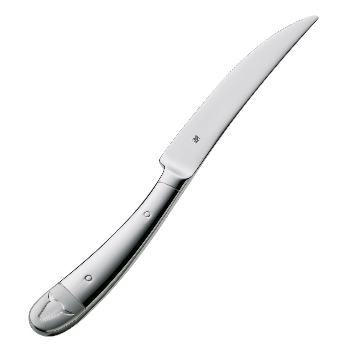 WMF Steakmesser Set 6-teilig, Pizzamesser, Cromargan Edelstahl poliert, Steak Messer, Wellenschliff, spülmaschinengeeignet, in Holzbox