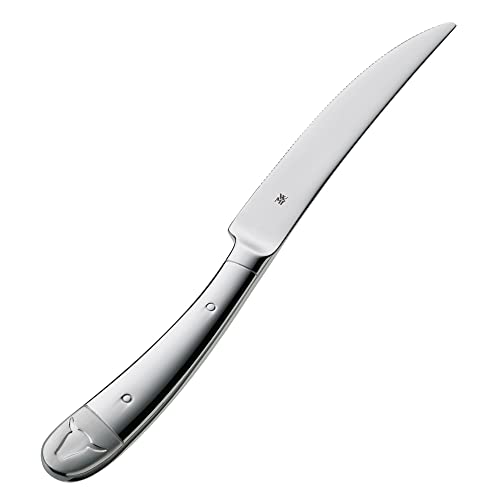 WMF Steakmesser Set 6-teilig, Pizzamesser, Cromargan Edelstahl poliert, Steak Messer, Wellenschliff, spülmaschinengeeignet, in Holzbox