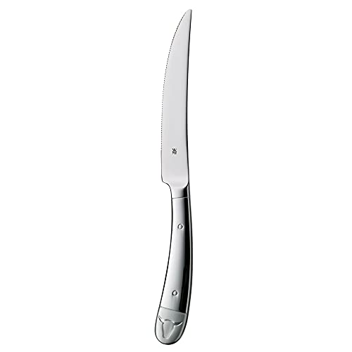 WMF Steakmesser Set 6-teilig, Pizzamesser, Cromargan Edelstahl poliert, Steak Messer, Wellenschliff, spülmaschinengeeignet, in Holzbox
