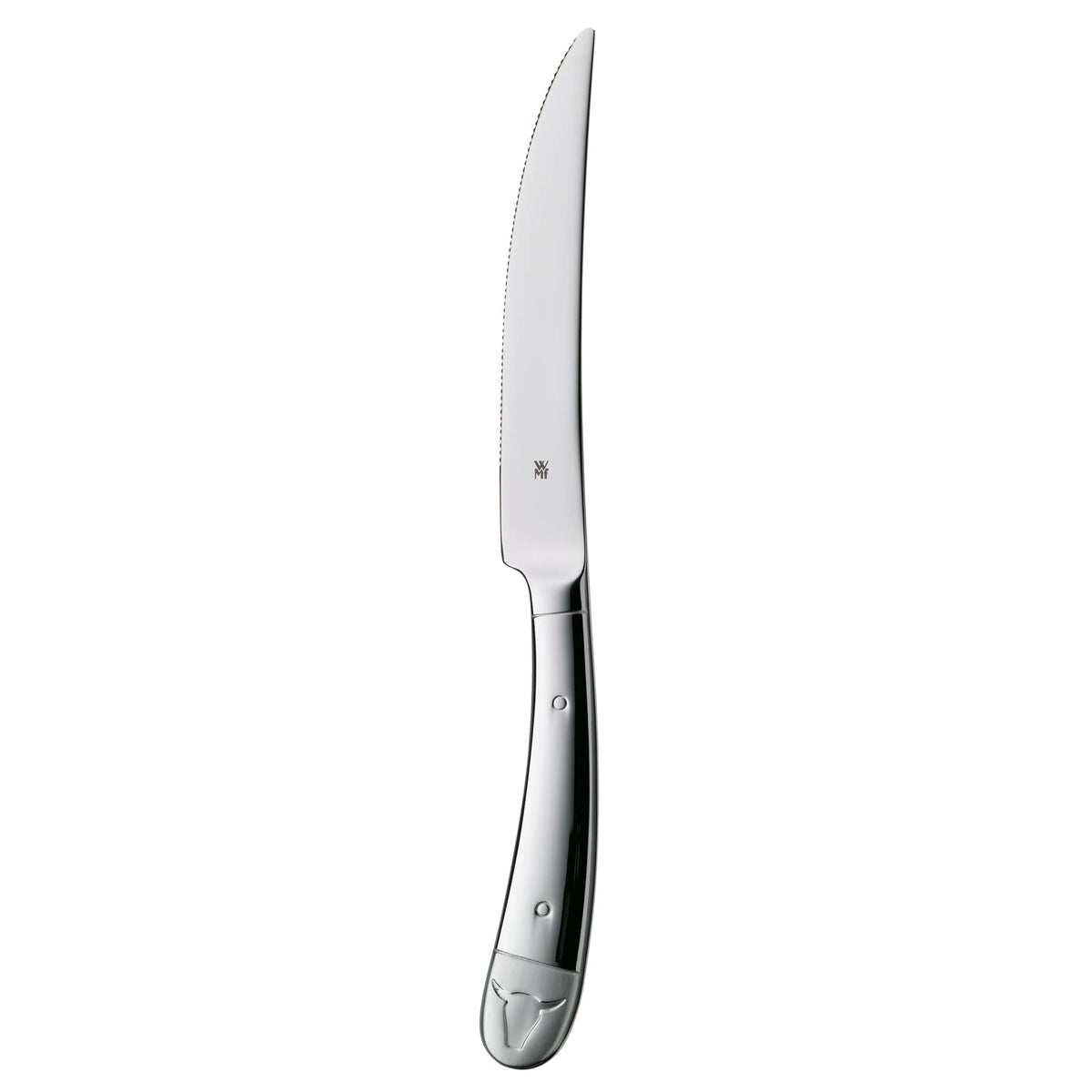WMF Steakmesser Set 6-teilig, Pizzamesser, Cromargan Edelstahl poliert, Steak Messer, Wellenschliff, spülmaschinengeeignet, in Holzbox