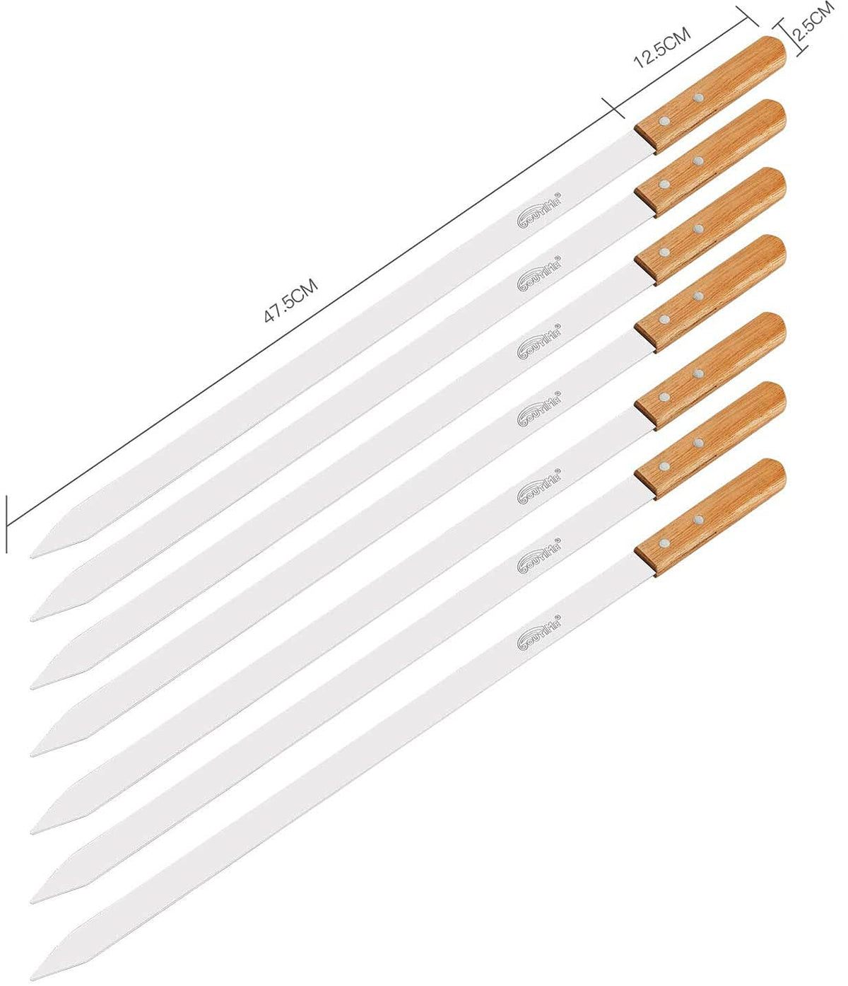 Goutime 60 cm Grillspieße aus Edelstahl mit Holzgriff, hitzeisoliert