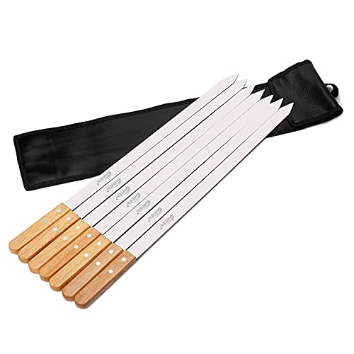 Goutime 60 cm Grillspieße aus Edelstahl mit Holzgriff, hitzeisoliert