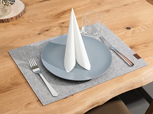 Platzset aus Filz | Wollfilz Tischset | Weiche Filzmatte & Tischunterlage | Merinowolle Naturwollfilz in Anthrazit, Hellgrau meliert, Senfgelb, Lagune – 36 x 49 cm