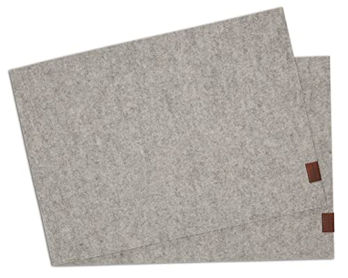 Platzset aus Filz | Wollfilz Tischset | Weiche Filzmatte & Tischunterlage | Merinowolle Naturwollfilz in Anthrazit, Hellgrau meliert, Senfgelb, Lagune – 36 x 49 cm