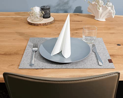 Platzset aus Filz | Wollfilz Tischset | Weiche Filzmatte & Tischunterlage | Merinowolle Naturwollfilz in Anthrazit, Hellgrau meliert, Senfgelb, Lagune – 36 x 49 cm