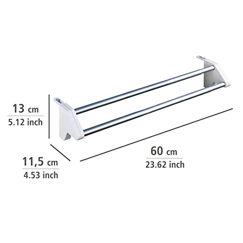 WENKO Heizkörper-Wäschetrockner Twin, stabiler Wäschetrockner zum Einhängen an den Heizkörper, Länge: 2 x 60 cm, universell einsetzbar, aus rostfreiem Aluminium, Maße (B x H x T): 60 x 13 x 11,5 cm