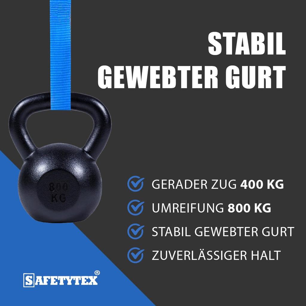 Safetytex Spanngurt 800 daN einteilig 25 mm 4-6 m Ratsche (10 Stück / 6m)