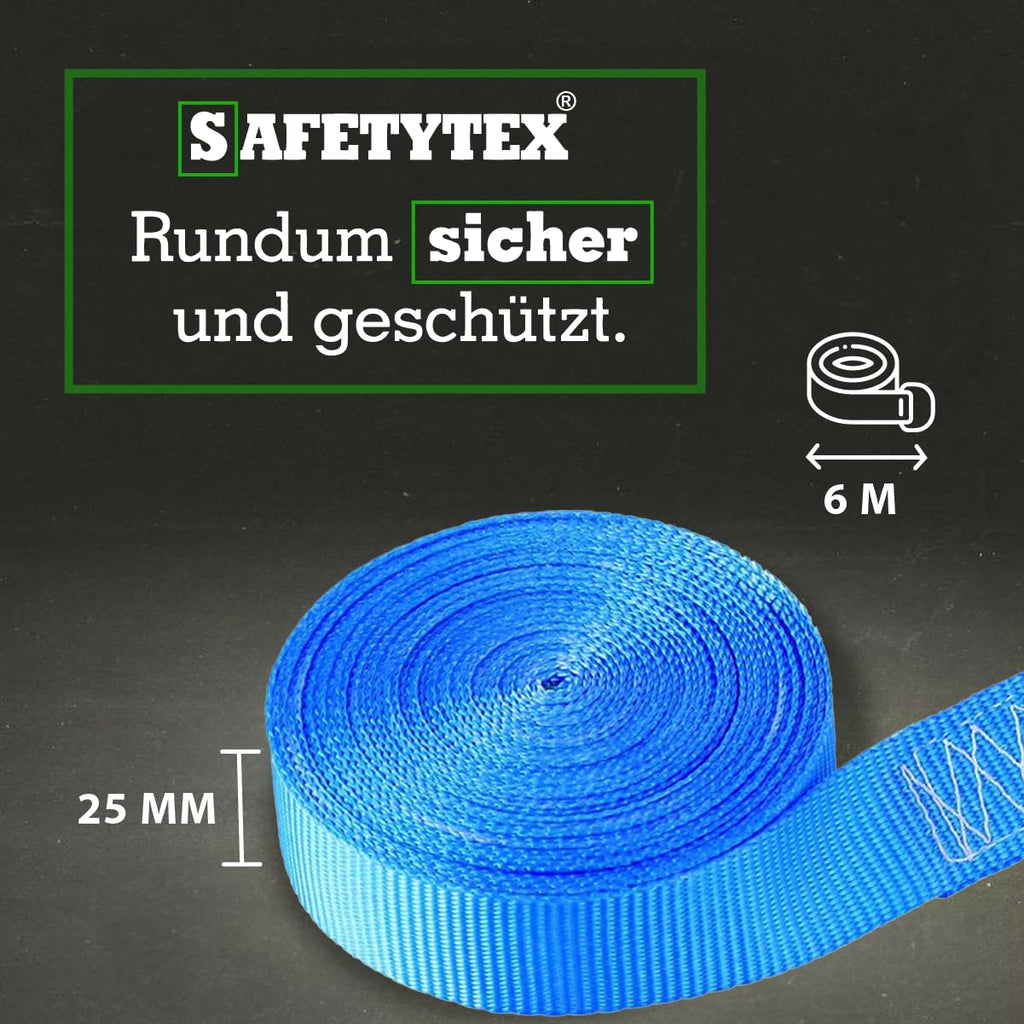 Safetytex Spanngurt 800 daN einteilig 25 mm 4-6 m Ratsche (10 Stück / 6m)