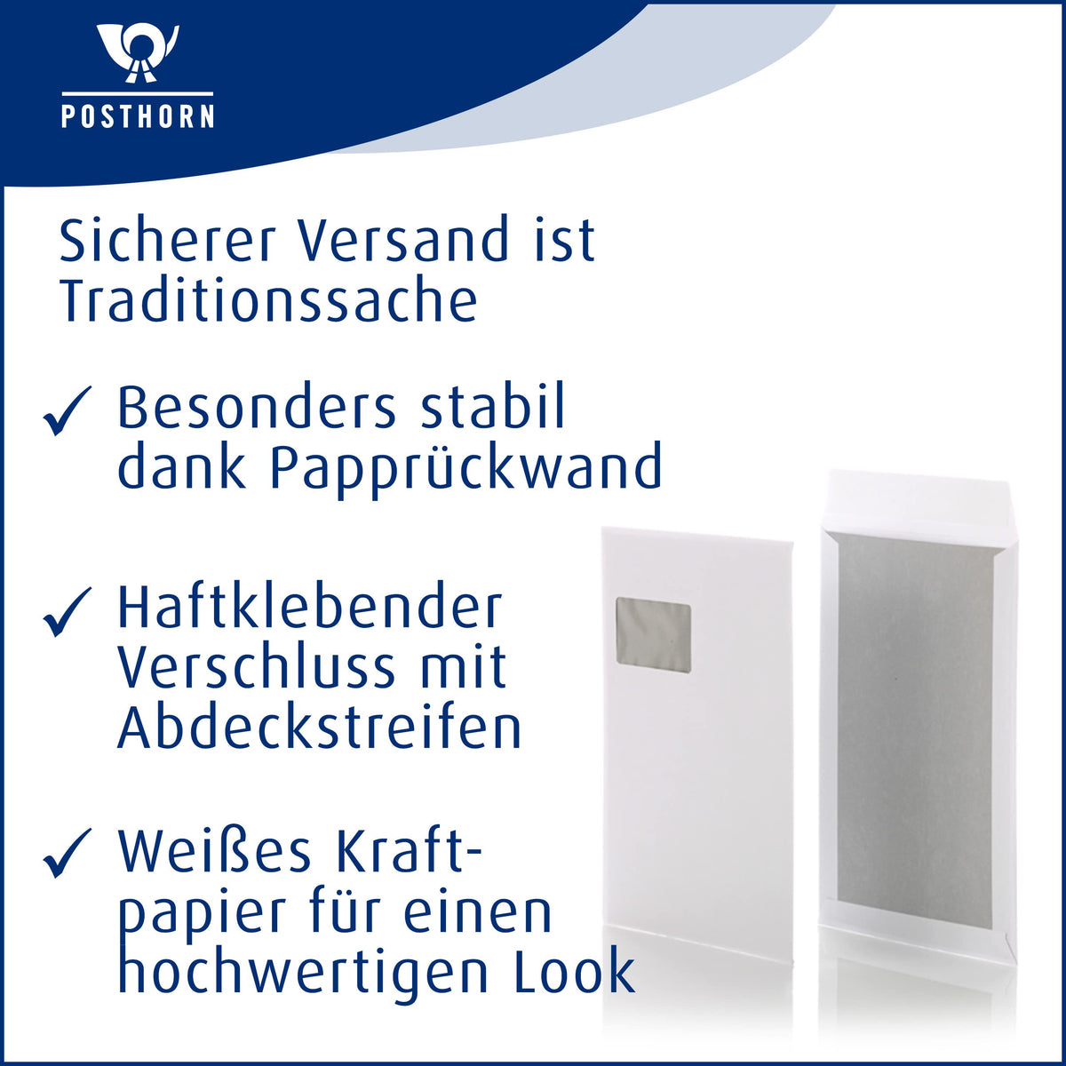POSTHORN Papprückwandtasche C4 (100 Stück) - 324 x 229 mm - 120g/m²