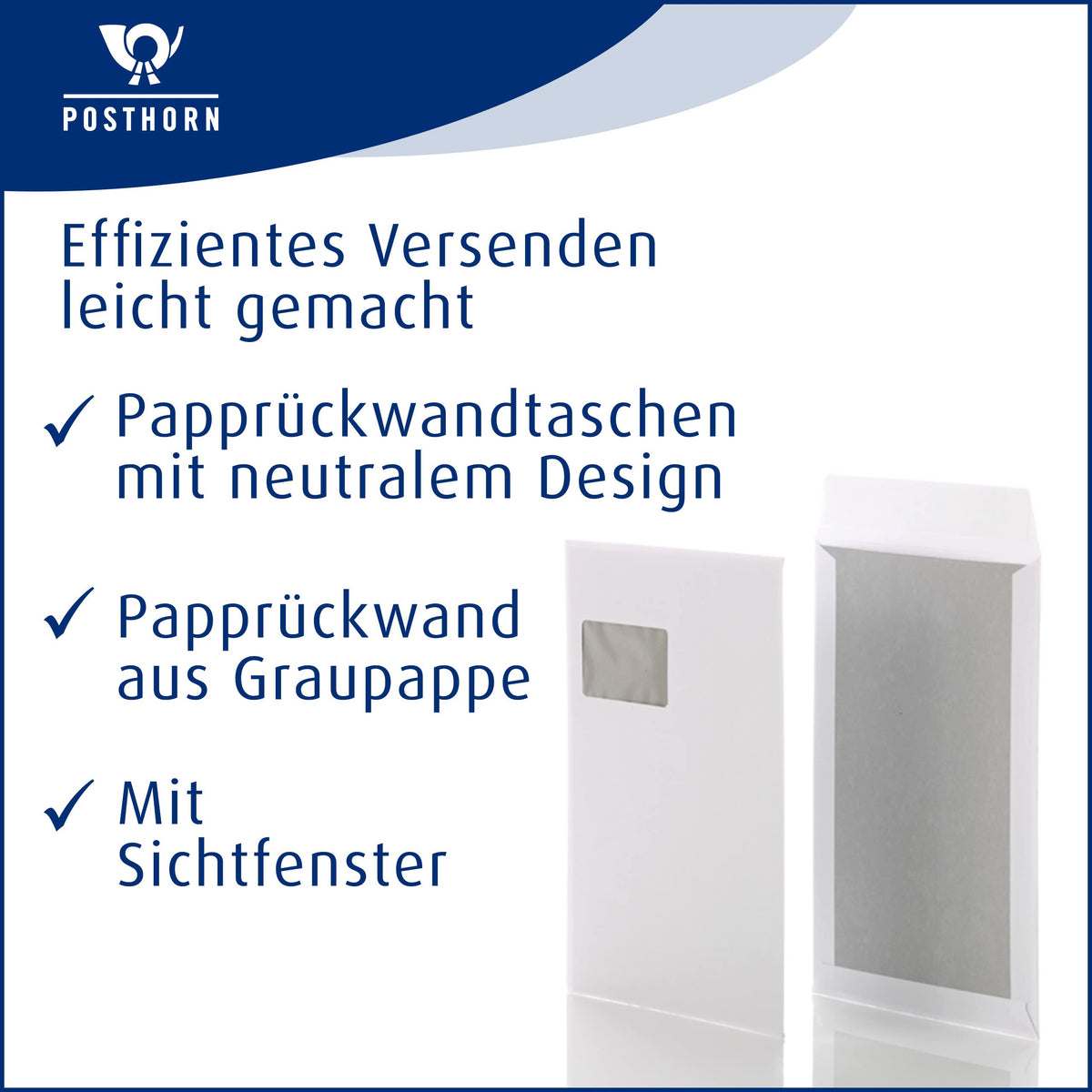 POSTHORN Papprückwandtasche C4 (100 Stück) - 324 x 229 mm - 120g/m²