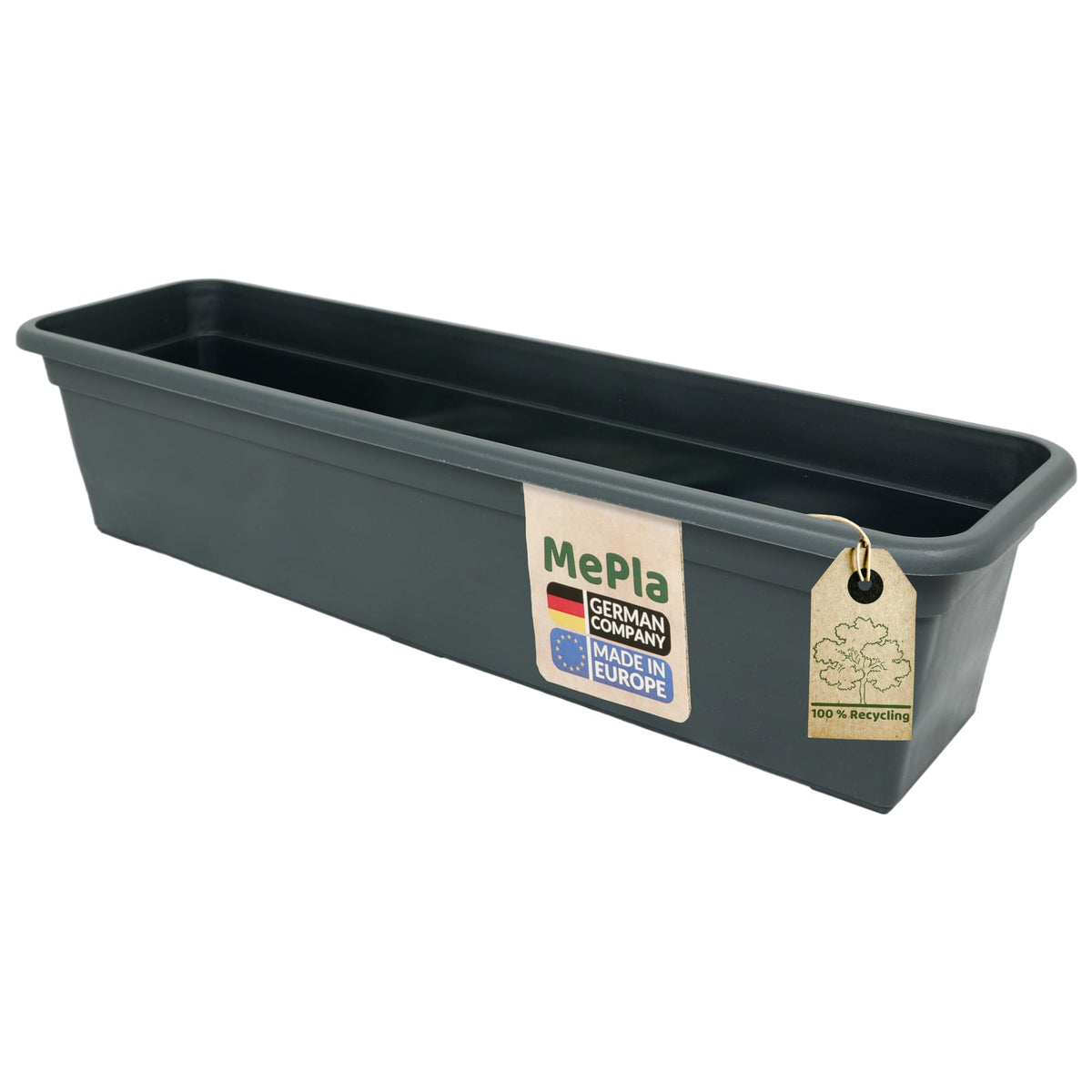 MePla Blumenkasten Balcony Standard Länge 80 cm, Breite 16,7 cm, Anthrazit, wetterfest aus UV-beständigem Kunststoff
