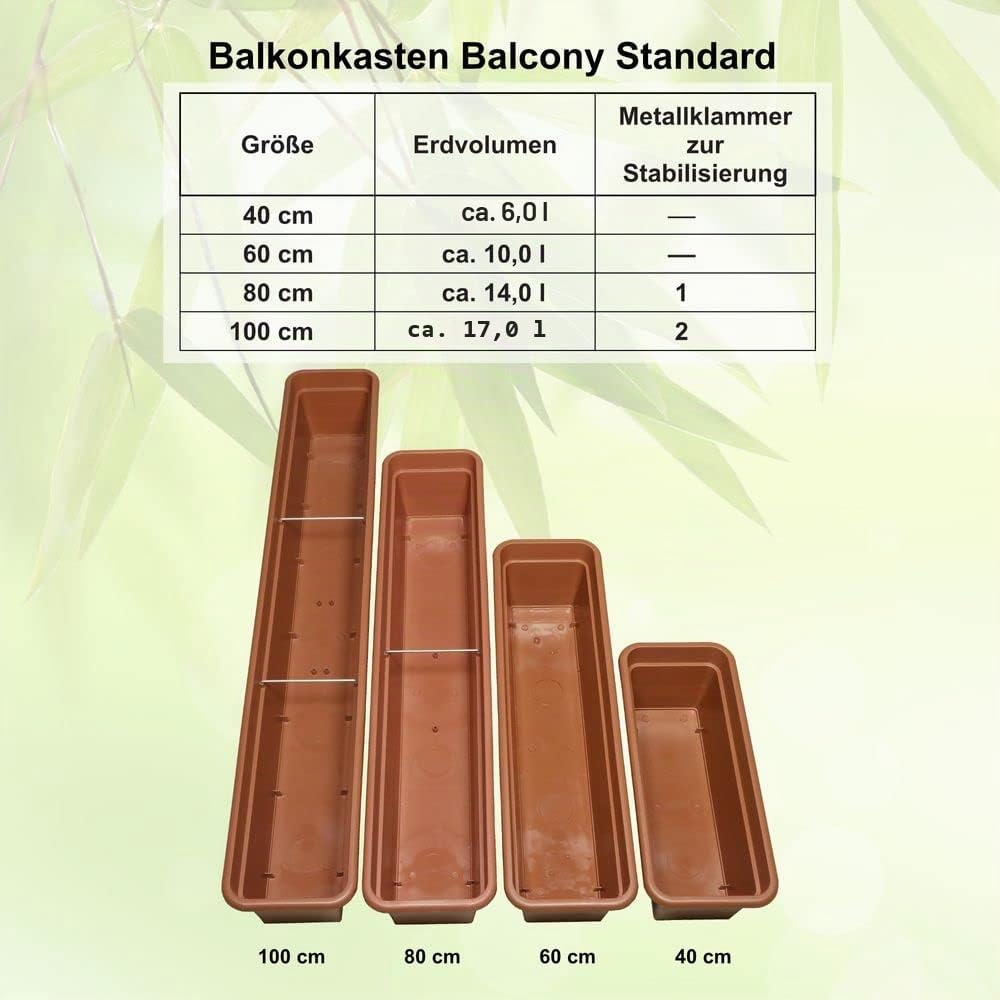 MePla Blumenkasten Balcony Standard Länge 80 cm, Breite 16,7 cm, Anthrazit, wetterfest aus UV-beständigem Kunststoff