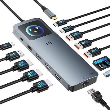 USB C Docking Station 3 HDMI 13 in 1 Laptop Dockingstation 3 Monitore