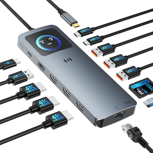 USB C Docking Station 3 HDMI 13 in 1 Laptop Dockingstation 3 Monitore