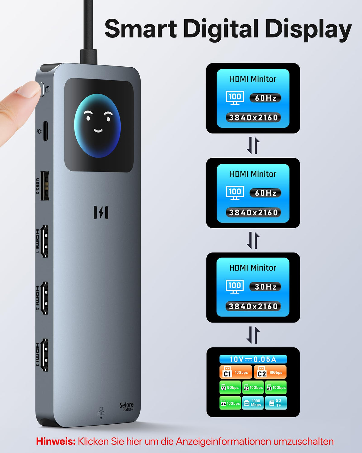 USB C Docking Station 3 HDMI 13 in 1 Laptop Dockingstation 3 Monitore