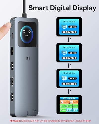 USB C Docking Station 3 HDMI 13 in 1 Laptop Dockingstation 3 Monitore