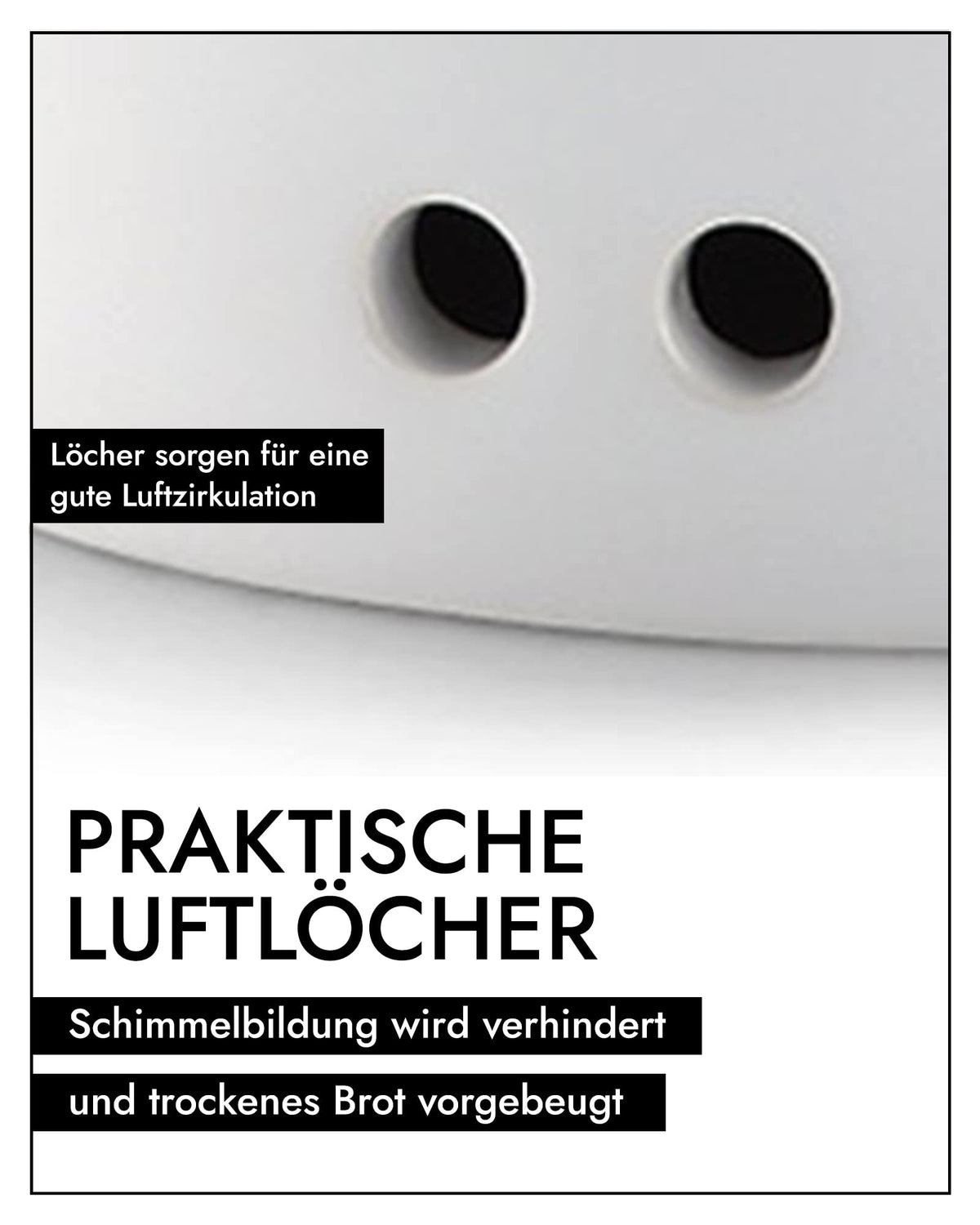 Continenta Brottopf Keramik | Mit Praktischen Luftlöchern Gegen Austrocknen & Schimmel | Handmade In Portugal | Weiß (30x23x13,5cm)