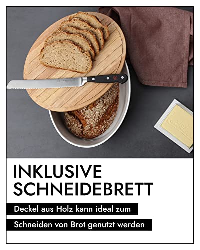 Continenta Brottopf Keramik | Mit Praktischen Luftlöchern Gegen Austrocknen & Schimmel | Handmade In Portugal | Weiß (30x23x13,5cm)