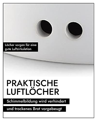 Continenta Brottopf Keramik | Mit Praktischen Luftlöchern Gegen Austrocknen & Schimmel | Handmade In Portugal | Weiß (30x23x13,5cm)