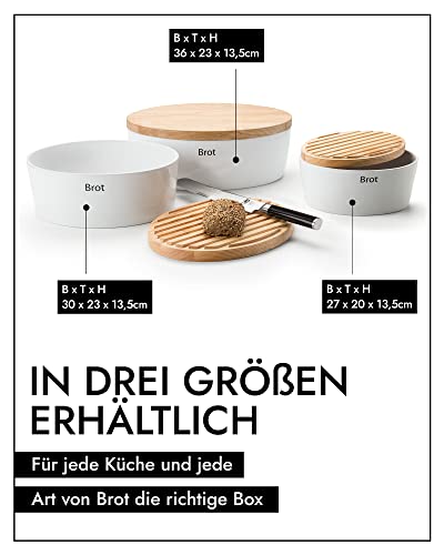 Continenta Brottopf Keramik | Mit Praktischen Luftlöchern Gegen Austrocknen & Schimmel | Handmade In Portugal | Weiß (30x23x13,5cm)