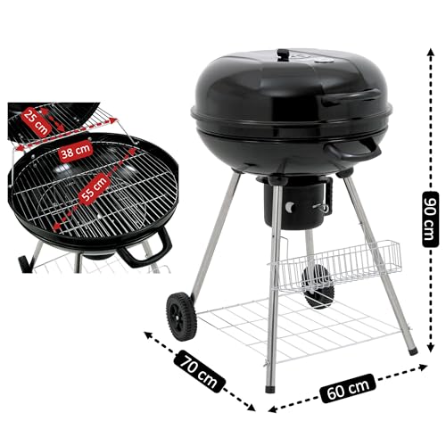 BBQ-Toro Kugelgrill Birch 57 cm | Grillfläche Ø 55 cm | Holzkohlegrill mit Deckel und abnehmbaren Aschekasten | schwarz | Rundgrill | BBQ Grill mit Lüftungsschieber, Barbecue Grill Holzkohle