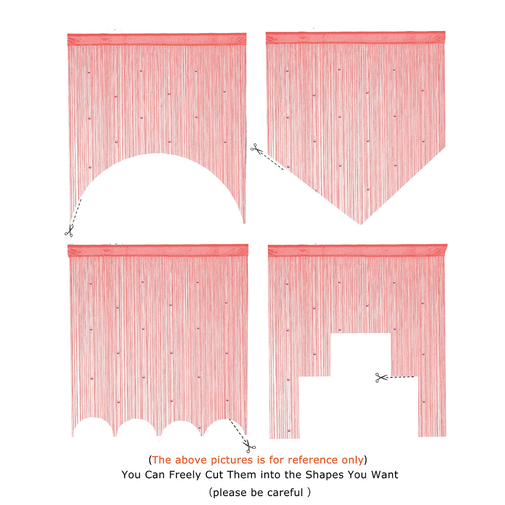 YaoYue Fransenvorhänge mit Perlen für Türen, Quasten, Perlen, hängende Fransen, Hippie-Stil, Raumteiler, für Fenster, Flur, Eingang, Wandschrank, Schlafzimmer, Privatsphäre, als Dekor, Pink, 100 x 200