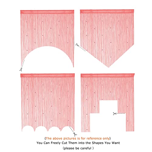 YaoYue Fransenvorhänge mit Perlen für Türen, Quasten, Perlen, hängende Fransen, Hippie-Stil, Raumteiler, für Fenster, Flur, Eingang, Wandschrank, Schlafzimmer, Privatsphäre, als Dekor, Pink, 100 x 200