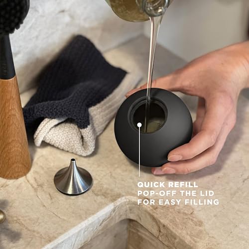 EVA SOLO | Seifenspender | Silikon mit Edelstahlauslauf für Küchengeschirr oder Handseife | Dänisches Design, Funktionalität und Qualität | Schwarz