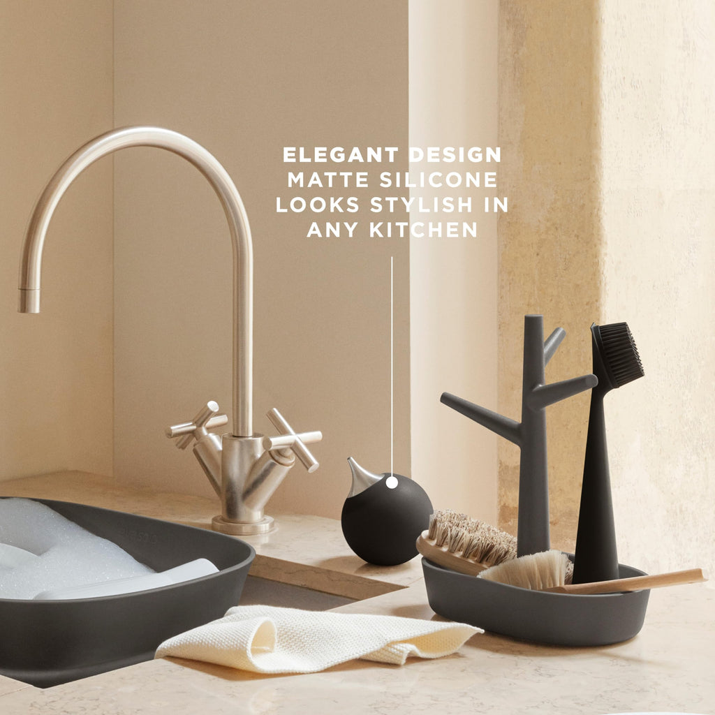 EVA SOLO | Seifenspender | Silikon mit Edelstahlauslauf für Küchengeschirr oder Handseife | Dänisches Design, Funktionalität und Qualität | Schwarz