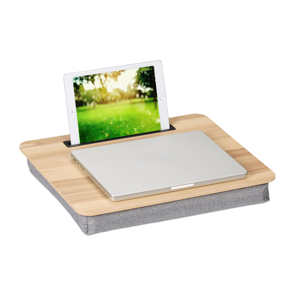 Relaxdays Laptopkissen mit Handyhalter, BxT: 46 x 35 cm, Laptopunterlage für Bett & Sofa, Laptop Knietablett, Farbwahl