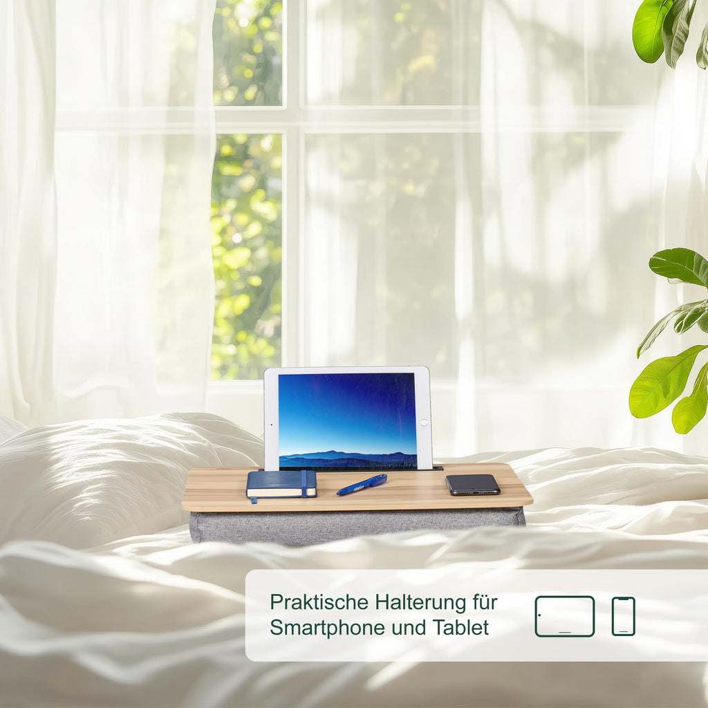 Relaxdays Laptopkissen mit Handyhalter, BxT: 46 x 35 cm, Laptopunterlage für Bett & Sofa, Laptop Knietablett, Farbwahl