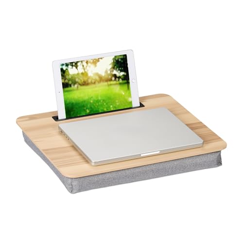 Relaxdays Laptopkissen mit Handyhalter, BxT: 46 x 35 cm, Laptopunterlage für Bett & Sofa, Laptop Knietablett, Farbwahl