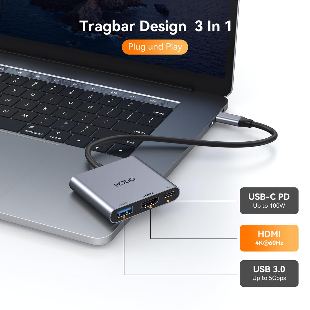 HODO USB C HDMI Adapter, USBC Digital AV Multiport Hub
